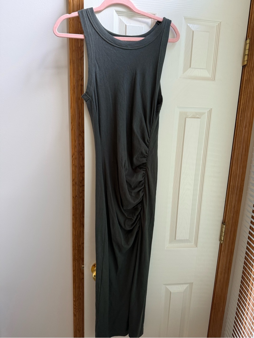 Michael Stars Charcoal Sleeveless Ruched Midi Dress